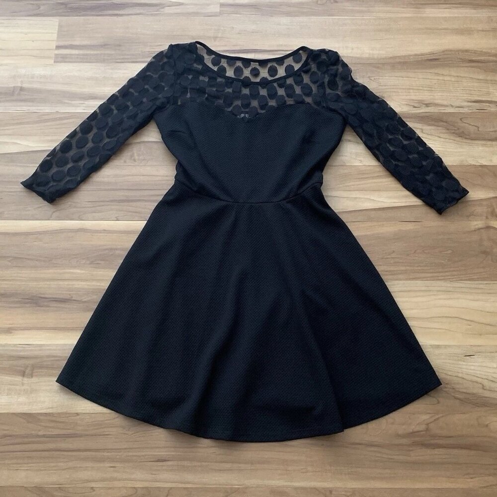 Paper Dolls Dress Women’s Medium Fit And Flare Black Polka Dot Knit Party